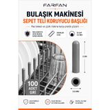 farfan 100 Adet Gri - Bulaşık Makinesi Sepet Ucu Plastik Kapak - Pas ve Çizilme Önleyici Koruyucu - Tamir Seti