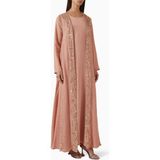 Farha Şıklığı ve Konforu Bir Araya Getiren Payetli Abaya ile Hem Rahat Hem Stil Sahibi Olun - Pembe - XL