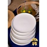 Farika Porselen 6'lı Venüs 20 cm Porselen Pasta ve Tatlı Tabağı Seti - Zarif ve Modern Tasarım - Beyaz