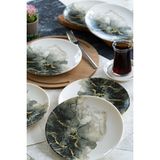 Farika Porselen Mermer Desenli 6’lı Porselen Pasta ve Sunum Tabağı Seti 19,5 Cm - Çok Renkli