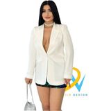 Farina Kadın Beyaz Tek Düğmeli Blazer Ceket Orta Boy - 36 - --