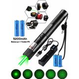 farissu 10 KM Menzilli Şarj Edilebilir Yeşil Lazer Pointer Seti - 5200mAh Çift Bataryalı & Güvenlik Kilidi