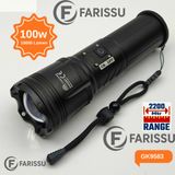 Farissu 100W Lazer LED El Feneri - 2200 Metre Menzil, 7200mAh Powerbank Özellikli, Dijital Göstergeli ve 5 Mod