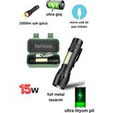 Farissu 15W 1000LM Mini Zomlu Flaşörlü El Feneri
