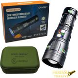 farissu 200W Süper Güçlü Lazer LED El Feneri - 6000 Lümen, 3000m Menzil ve Powerbank Özellikli (4 Pilli Set)