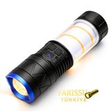 Farissu 30W 3000 Lümen Zoomlu Şarj Edilebilir El Feneri & Kamp Lambası - Powerbank Özellikli 12 Modlu