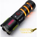 farissu Alaska 30W Zoomlu LED El Feneri | 3000 Lümen | 1 KM Menzil | Şarjlı | Güçlü Aydınlatma