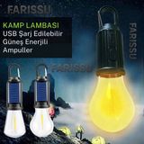 farissu Alaska T01-B Type-C ve Solar Şarjlı 5 W LED Ampul Sıcak Işık E-27 Duy Tipi 212 - Açık Sarı