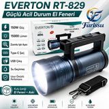 farissu Everton RT-829 Şarjlı Zoomlu LED El Feneri - 15000 Lümen, 3 Km Menzil, Powerbank Özellikli - 1 ADET