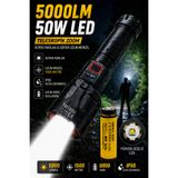 farissu FY-T288 50W 5000 Lümen Ultra Parlak Şarjlı El Feneri | 1.5 Km Menzilli, Powerbank Özellikli