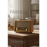 farissu Gerçek Ahşap Eskitme Görünümlü RT-750 Nostaljik Müzik Kutusu – 3 Band Radyo / Bluetooth / USB