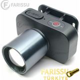 farissu GK702 Şarjlı LED Kafa Feneri 3000 Lümen 30W – 3 Modlu (Düşük / Yüksek / Flaşör) Type-C Şarjlı 120 gr - 1 adet - Gri