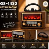 farissu Gold Silver GS-1430 Şömine Görsel Efektli Retro Radyo Geçmişin Radyosu, Geleceğin Teknolojisi - Açık Ahşap