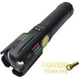 farissu Gold Silver GS-15150 Profesyonel Şarjlı El Feneri | 11000 Lümen 110W Projektör Devasa Lityum Pilli - Siyah