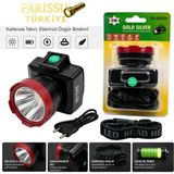 farissu Gold Silver GS-5032A 5W Şarj Edilebilir LED Kafa Feneri Lambası - 600 Metre Uzun Menzilli - 5 W