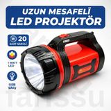 farissu Goldkama GK6670 Uzun Mesafeli 10W Cree LED Şarjlı Projektör El Feneri - 20 Saat Çalışma Süresi - 1 ADET - Kırmızı