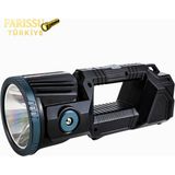 Farissu Güneş Enerjili P50 LED 180° Dönebilen Başlıklı Powerbank\'li Profesyonel El Feneri & Projektör (6600MAH) - 0 - Siyah