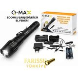 farissu Profesyonel 20W 3000 Lümen Zoomlu Şarj Edilebilir El ve Tüfek Feneri Seti - 3000 Metre Menzilli - 1 ADET - Siyah