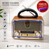 farissu Prokama Retro Tasarım Çok Fonksiyonlu Şarj Edilebilir Nostaljik Radyo & Mp3 Çalar(Yedek Pili)