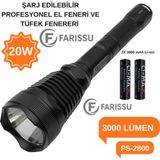 Farissu PS-2800 30W 3000Lm 3KM Menzilli Şarjlı El ve Tüfek Feneri