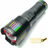 farissu PS-4300 110W 11000 Lümen Şarj Edilebilir Uzun Menzilli Profesyonel El Feneri – Dijital Göstergeli - 1 adet - Siyah