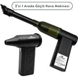 farissu R-400 Mini Şarjlı Hava Üfleyici ve Vakumlu El Süpürgesi - 110.000 RPM Güçlü Motor, Led Işıklı, 2'si 1 Arada - 0 - Siyah