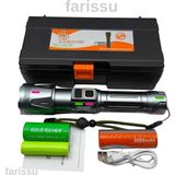 farissu RT-063 B Beyaz Lazer Taktik El Feneri - 60W, 6000 Lümen (Full Yedek Pil Paketi) - 1 ADET - Siyah