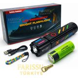Farissu Zoomlu Şarjlı LED El Feneri 30W 3000 Lümen | 1–1,5 Km Menzil | Acil Durum Çekici | 3 Mod | 330 gr
