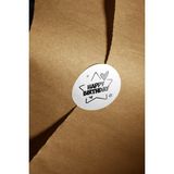 Fark Kutu Happy Birthday Yuvarlak Dekoratif Etiket Sticker 4 cm – 108 Adet - Beyaz - Siyah