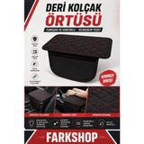 Fark Shop Citroen C-Elysee Ile Uyumlu Özel Siyah Deri Kırmızı Dikiş Kolçak Örtüsü