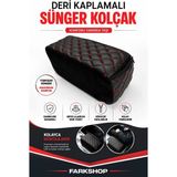 Fark Shop Citroen C-Elysee Ile Uyumlu Özel Sünger Kolçak Siyah Deri Kırmızı Dikişli