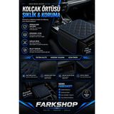 Fark Shop Tata Xenon Model Ile Uyumlu Özel Üretim Kolçak Örtüsü Siyah Deri ve Mavi Dikişli