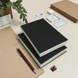 Fark Tanıtım Özel Tasarım Siyah Kraft Kapaklı A5 Noktalı Defter - 180 Derece Açılabilir, Sırtı Dikişli,%100 El İşçiliği, Ofis İçin İdeal, Planlayıcı (Noktalı)