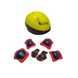 Fark Teknoloji Çocuk Kask Dizlik Kaykay Bisiklet Scooter Paten İçin Kask Dizlik Dirseklik Ellik Koruma Sarı Kırmızı