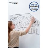 Farklı Bi Kağıt 56x110cm Statik Türkiye Haritası-Yazılıp Silinebilir-Yapışkansız Duvar Haritası (Eğitim,KPSS,Ofis)