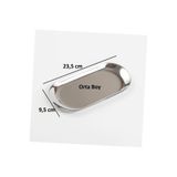 farklı evim 6 Orta (23,5 cm x 9,5 cm) Kayık Oval Gümüş Çerezlik Tatlı Takı Kozmetik Tabağı Paslanmaz Çelik