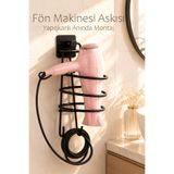 farklı evim Fön Makinesi Askısı Yapışkanlı ve Vidalı Duvar Tipi Saç Kurutma Makinesi Tutucu Banyo Düzenleyici Metal Askılık