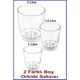 Farklı Orkide Saksısı 1.litre-1,6.litre-3.litre Altı Tabaklı Şefaf Orkide Saksısı Ø12-14-18