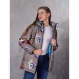 Farm Animals Retro Gate Dijital Art Puffer Mont Kadın