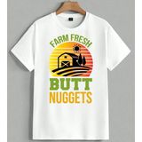 Farm Fresh Butt Nuggets Unisex Oversize Tişört Beyaz - XL