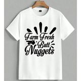 Farm Fresh Tavuk Nugget Unisex Oversize Tişört Beyaz - L