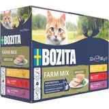 Farm Mix – 12 x 85 G Kediler Için Ince Köpük Dokulu Islak Mama, Tavuk, Sığır Veya Hindi – - Alabalık