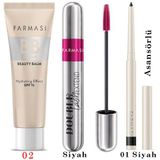 Farmasi BB Krem 02 30ml Double Lash Maskara 12ml Asansörlü Göz Kalemi 01 Siyah Trend Paket - BBKREM 02