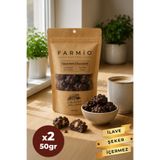 FARMİO İlave Şekersiz Bitter & Portakallı Çikolata Kaplı Dut & Badem - 2x50gr Doypack