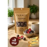 FARMİO İlave Şekersiz Çikolata Kaplı Çilek - 2x50gr Doypack