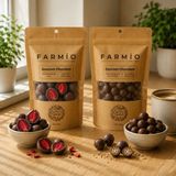 Farmio Ilave Şekersiz Sütlü Çikolata 2X50GR - Çilek & Kinoa Patlağı - 100 gr