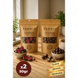 FARMİO İlave Şekersiz Sütlü Çikolata 2x50gr - Çilek & Kinoa Patlağı