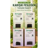 farmyone 4 Çeşit Doğal Yerli Karışık Fesleğen Tohum Paketi 600+ Tohum