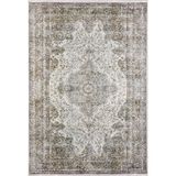Faro Yeşil Modern Geometrik Etnik Eskitme Desenli Boho Makinada Yıkanabilir Hafif Hav Toz Vermez Leke Tutmaz Kaymaz Taban Dijital Makine Baskı Halı Oturma Odası Salon Yolluk Koridor Mutfak Halısı