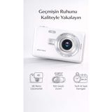 FaroxTech Retro Seri Dijital Fotoğraf Makinesi 16X Zoom - Nostaljik Video ve Fotoğraf Kayıt Cihazı - Beyaz